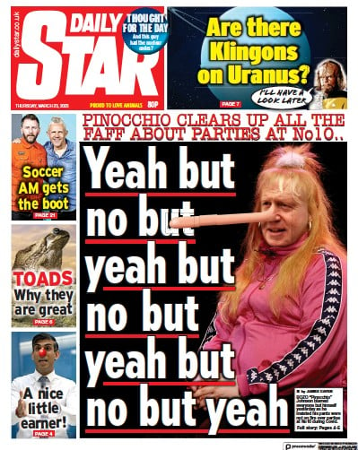 Daily Star (UK) Newspaper Front Page for 23 March 2023