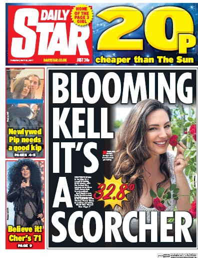 Daily Star (UK) Newspaper Front Page for 23 May 2017