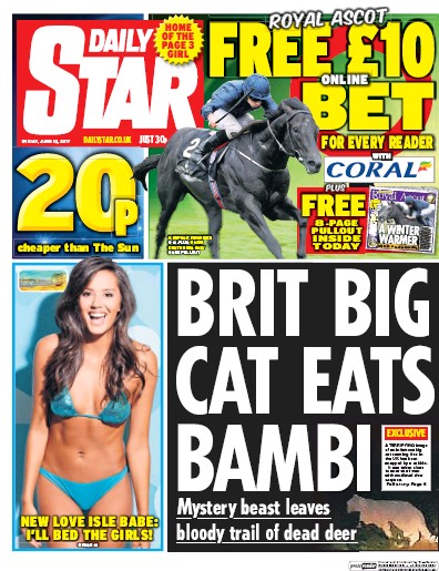 Daily Star Newspaper Front Page for 23 June 2017