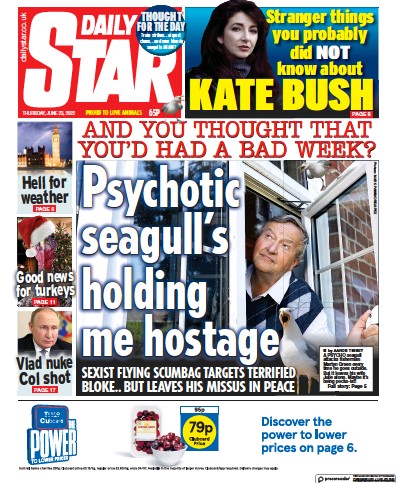 Daily Star (UK) Newspaper Front Page for 23 June 2022