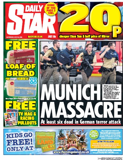 Daily Star Newspaper Front Page for 23 July 2016