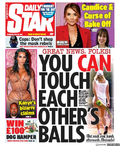 Daily Star Newspaper Front Page for 23 July 2020