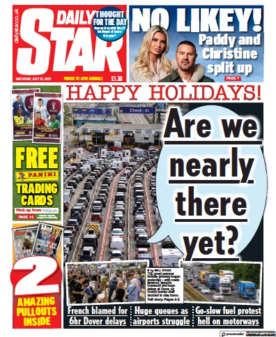 Daily Star Newspaper Front Page for 23 July 2022