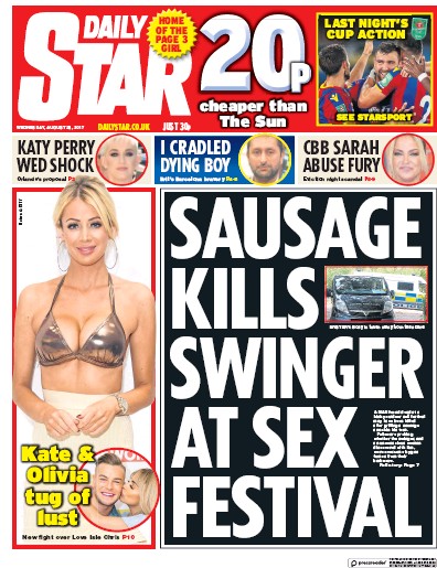 Daily Star Newspaper Front Page for 23 August 2017