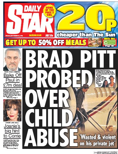 Daily Star Newspaper Front Page for 23 September 2016