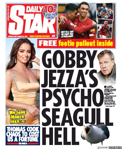 Daily Star (UK) Newspaper Front Page for 23 September 2019