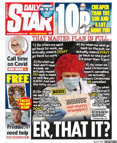 Daily Star Newspaper Front Page for 23 September 2020