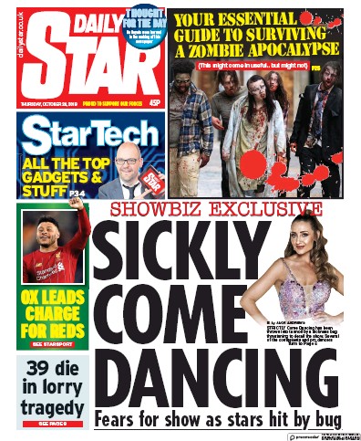 Daily Star Newspaper Front Page for 24 October 2019