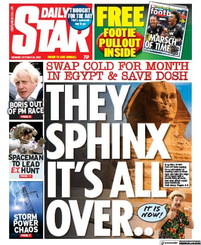 Daily Star Newspaper Front Page for 24 October 2022