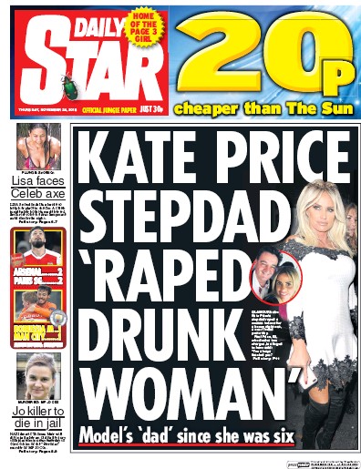 Daily Star (UK) Newspaper Front Page for 24 November 2016