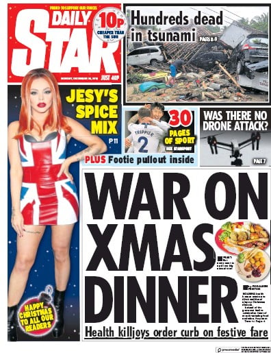 Daily Star Newspaper Front Page for 24 December 2018