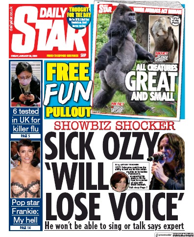Daily Star Newspaper Front Page for 24 January 2020
