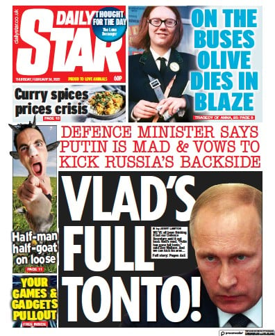 Daily Star Newspaper Front Page for 24 February 2022