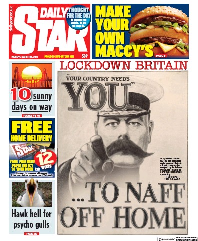 Daily Star Newspaper Front Page for 24 March 2020