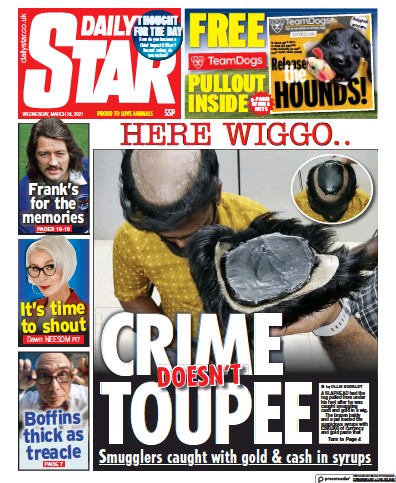 Daily Star (UK) Newspaper Front Page for 24 March 2021