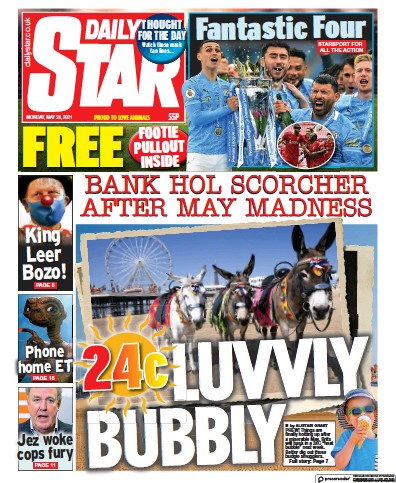 Daily Star Newspaper Front Page for 24 May 2021