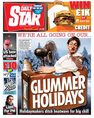 Daily Star (UK) Newspaper Front Page for 24 June 2025