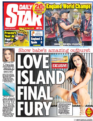 Daily Star Newspaper Front Page for 24 July 2017