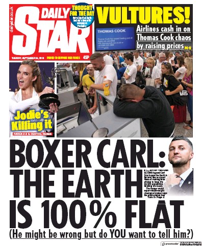 Daily Star Newspaper Front Page for 24 September 2019