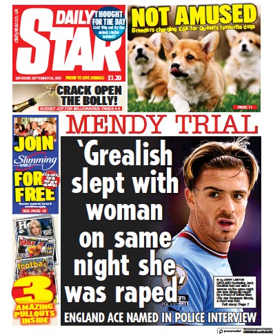 Daily Star (UK) Newspaper Front Page for 24 September 2022