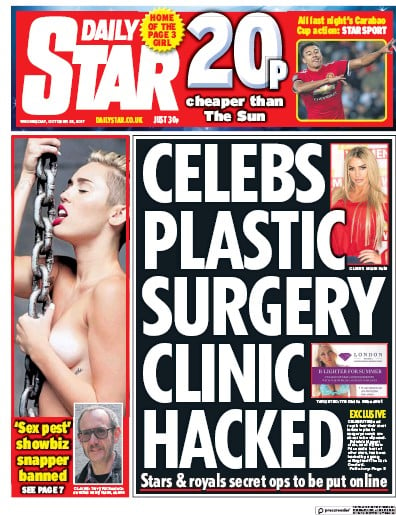 Daily Star Newspaper Front Page for 25 October 2017