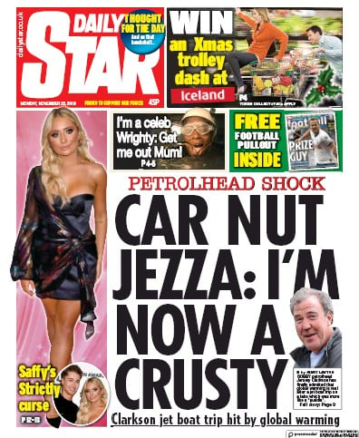Daily Star Newspaper Front Page for 25 November 2019