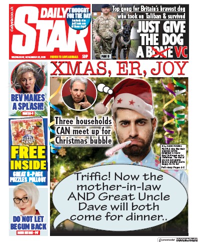 Daily Star Newspaper Front Page for 25 November 2020