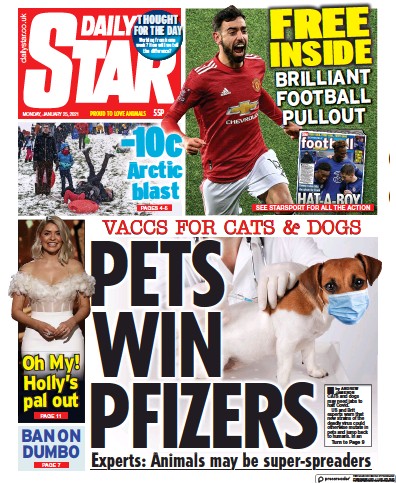 Daily Star Newspaper Front Page for 25 January 2021