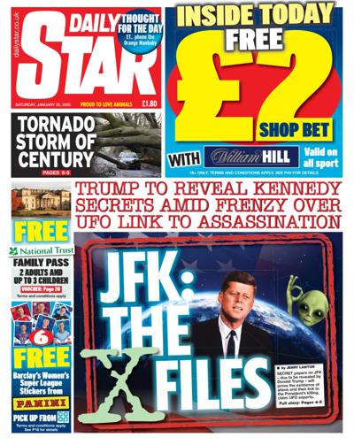 Daily Star (UK) Newspaper Front Page for 25 January 2025
