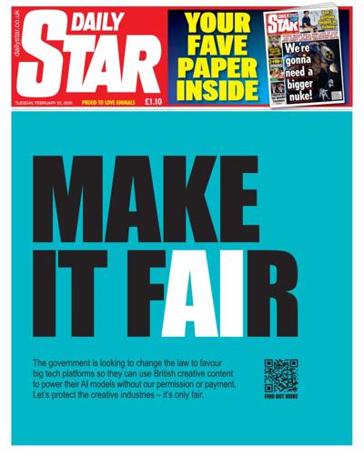 Daily Star (UK) Newspaper Front Page for 25 February 2025
