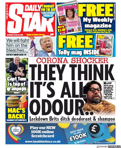 Daily Star Newspaper Front Page for 25 April 2020