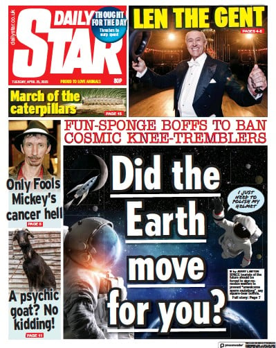 Daily Star (UK) Newspaper Front Page for 25 April 2023