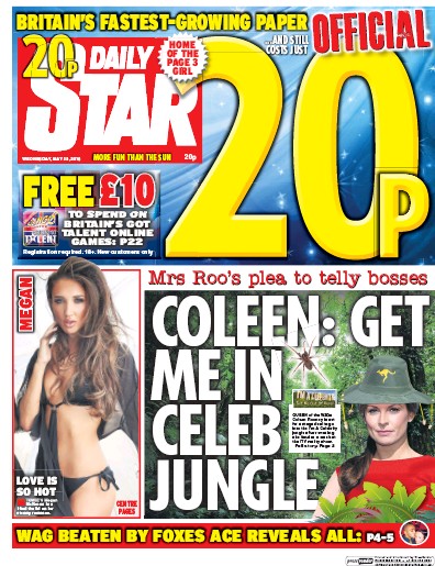 Daily Star Newspaper Front Page for 25 May 2016