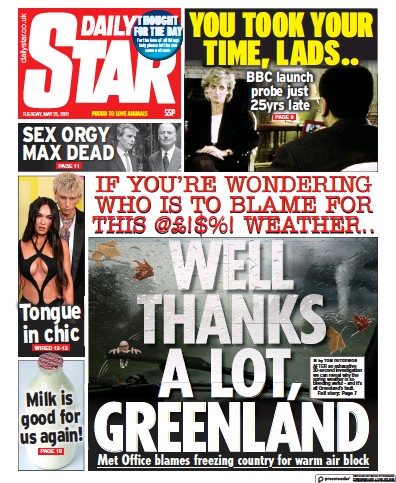 Daily Star Newspaper Front Page for 25 May 2021