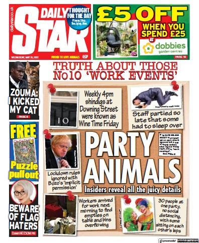 Daily Star (UK) Newspaper Front Page for 25 May 2022