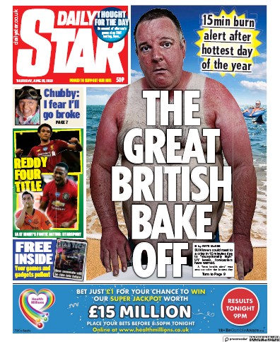 Daily Star (UK) Newspaper Front Page for 25 June 2020