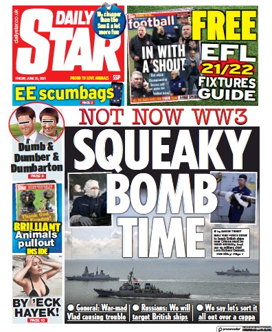 Daily Star (UK) Newspaper Front Page for 25 June 2021