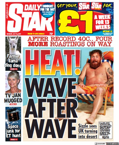 Daily Star Newspaper Front Page for 25 July 2022