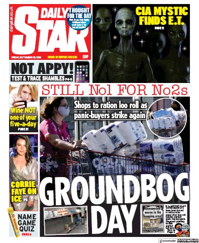 Daily Star Newspaper Front Page for 25 September 2020