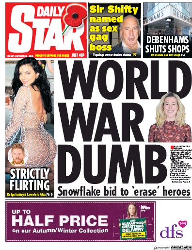 Daily Star (UK) Newspaper Front Page for 26 October 2018