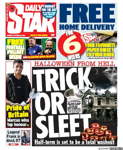 Daily Star Newspaper Front Page for 26 October 2020