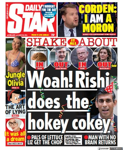 Daily Star (UK) Newspaper Front Page for 26 October 2022