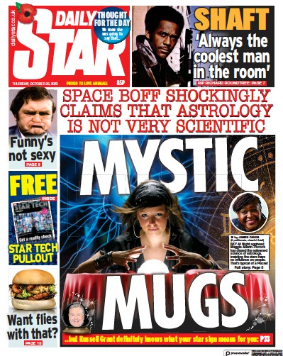 Daily Star (UK) Newspaper Front Page for 26 October 2023