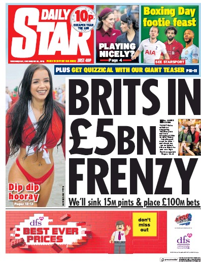 Daily Star Newspaper Front Page for 26 December 2018