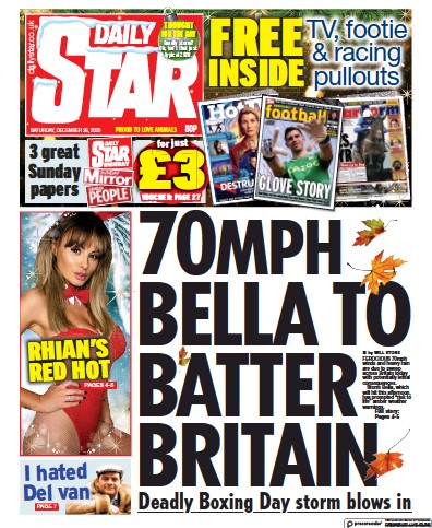 Daily Star (UK) Newspaper Front Page for 26 December 2020