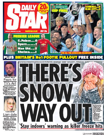 Daily Star Newspaper Front Page for 26 February 2018