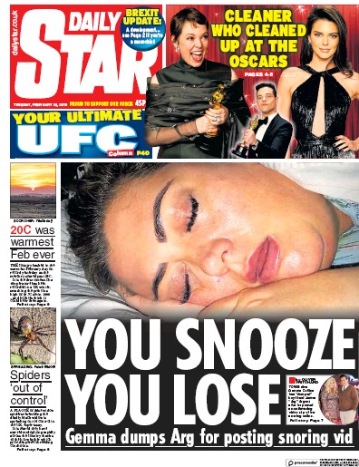 Daily Star Newspaper Front Page for 26 February 2019