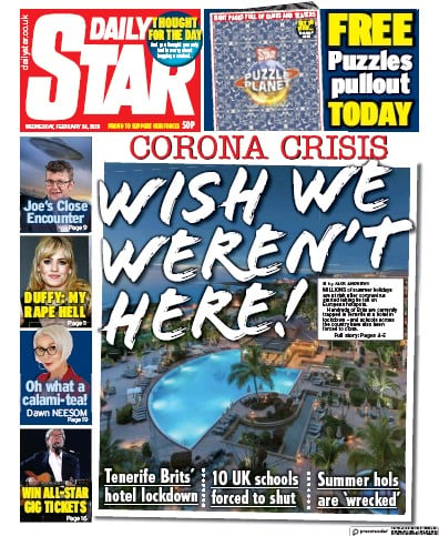 Daily Star Newspaper Front Page for 26 February 2020