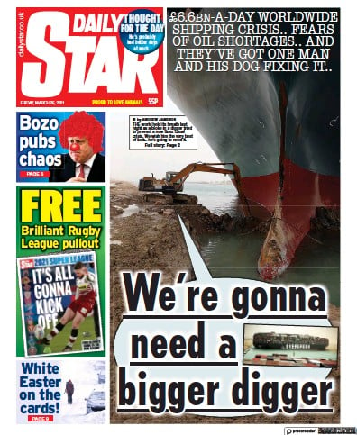 Daily Star (UK) Newspaper Front Page for 26 March 2021