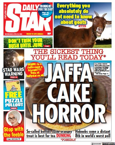 Daily Star (UK) Newspaper Front Page for 26 April 2023